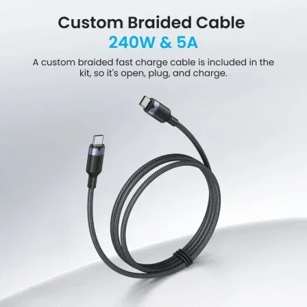 Vention Cargador de Pared GaN 140W 3xUSB-C + 1xUSB-A con Cable USB-C, Plata titanio
